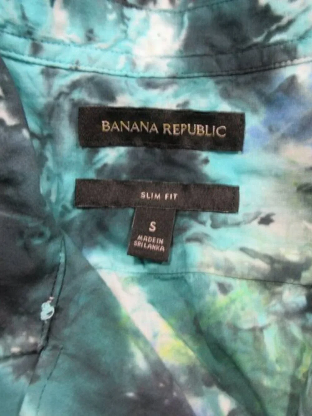 Banana Republic mens colorful ocean slim fit tie dye button down shirt S EUC
